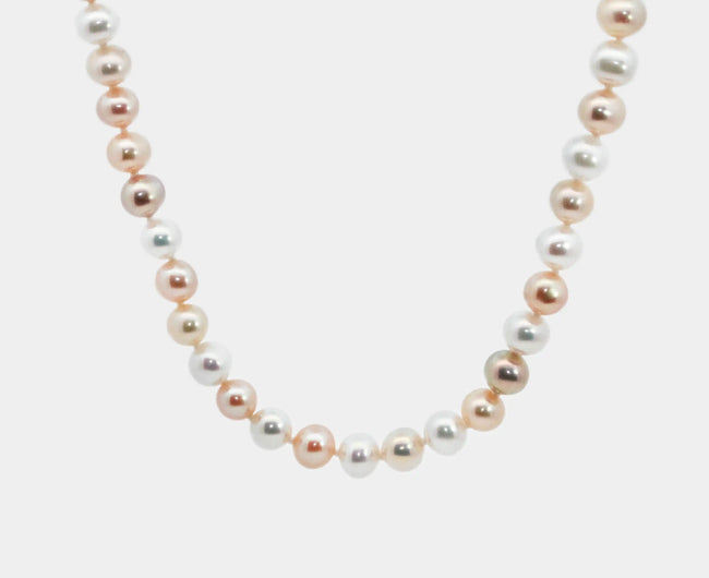 Multi-coloured Freshwater Pearl Necklace in White Gold