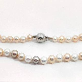 Multi-coloured Freshwater Pearl Necklace in White Gold