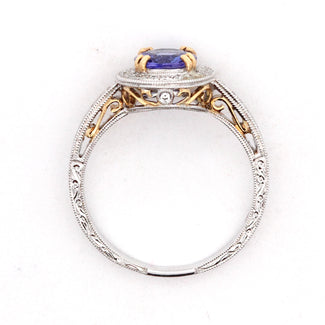 1ct Tanzanite and Diamond Art Deco Engagement Ring