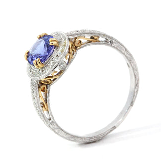 1ct Tanzanite and Diamond Art Deco Engagement Ring