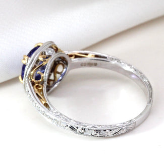 1ct Tanzanite and Diamond Art Deco Engagement Ring