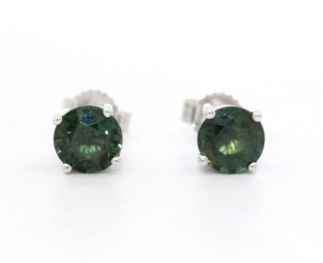 Green Sapphire Earring Studs