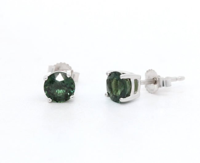 Green Sapphire Earring Studs