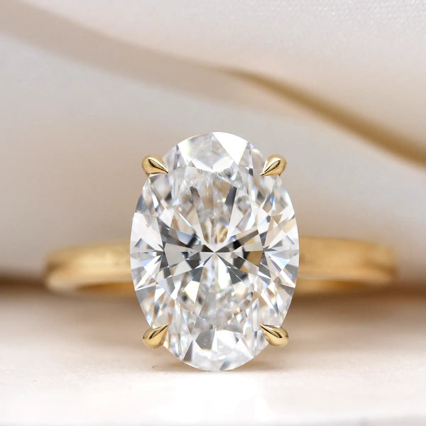 5 carat oval Lab grown diamond solitaire engagement ring 