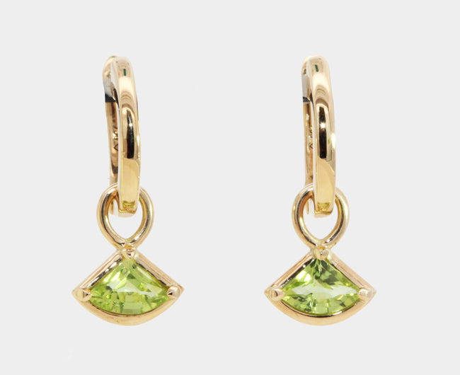 9ct Solid Gold Peridot Charm Hoop Earrings