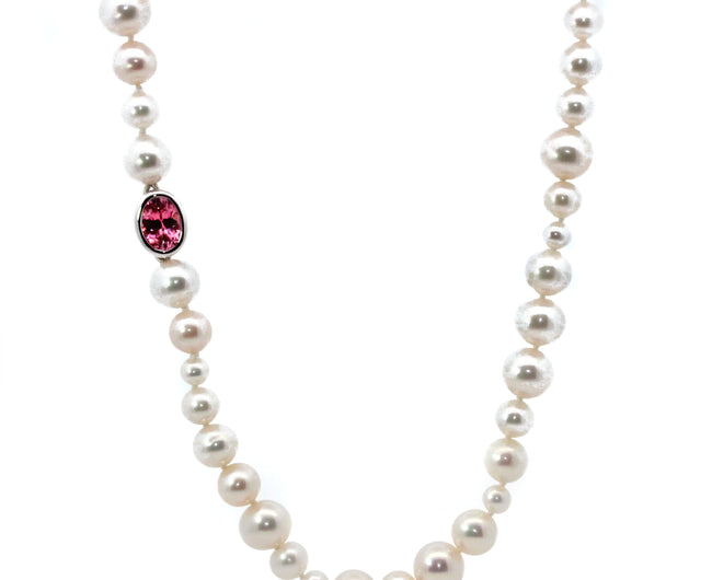 'Sugar Plum' Pink Spinel and Pearl Necklace