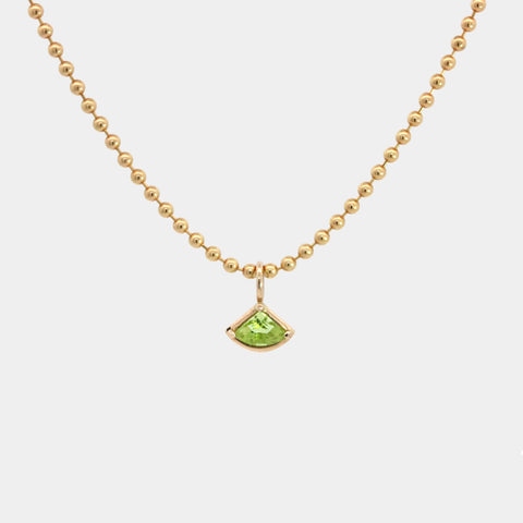 18ct Solid Gold Peridot Necklace with Ball Chain