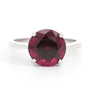 Round Garnet Solitaire Ring