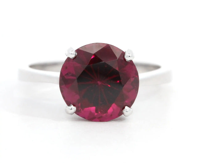 Round Garnet Solitaire Ring
