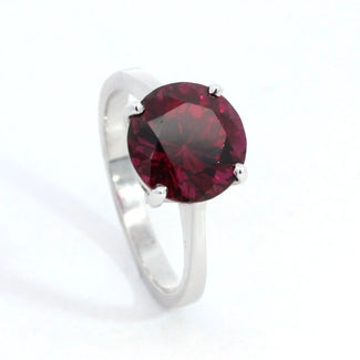 Round Garnet Solitaire Ring