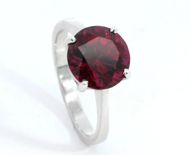 Round Garnet Solitaire Ring