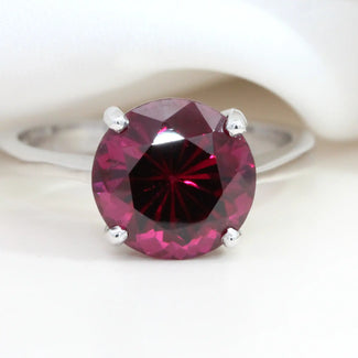 Round Garnet Solitaire Ring