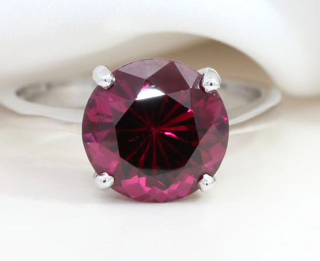 Round Garnet Solitaire Ring