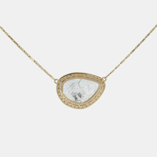 Grey Diamond Slice with Yellow Diamond Halo Necklace