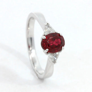 Oval Spinel and Trillion Diamonds Trilogy Ring