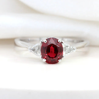 Oval Spinel and Trillion Diamonds Trilogy Ring
