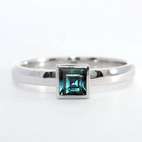 0.61ct Teal Sapphire Bezel Ring