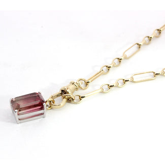 'Candy Cane' Watermelon Tourmaline Charm Pendant Necklace