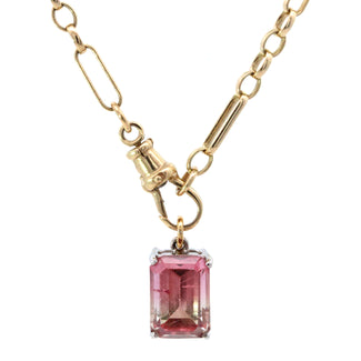 'Candy Cane' Watermelon Tourmaline Charm Pendant Necklace