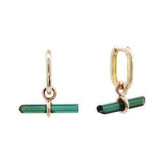 'Pine' Tourmaline Crystal T-bar Earrings Mini