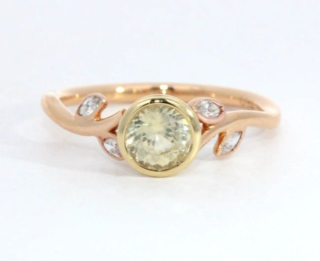 Yellow Sapphire and Diamond Floral Ring