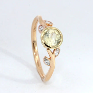 Yellow Sapphire and Diamond Floral Ring
