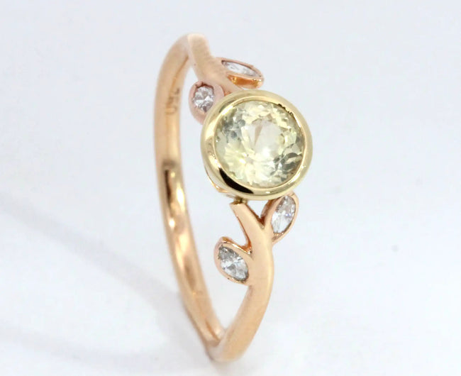 Yellow Sapphire and Diamond Floral Ring