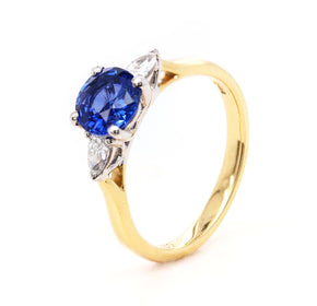 1.2ct Blue Sapphire with Diamond Engagement Ring - Holts Gems