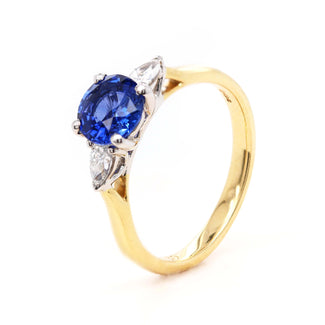 1.2ct Blue Sapphire with Diamond Engagement Ring - Holts Gems