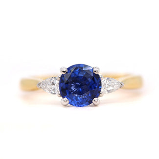 1.2ct Blue Sapphire with Diamond Engagement Ring - Holts Gems