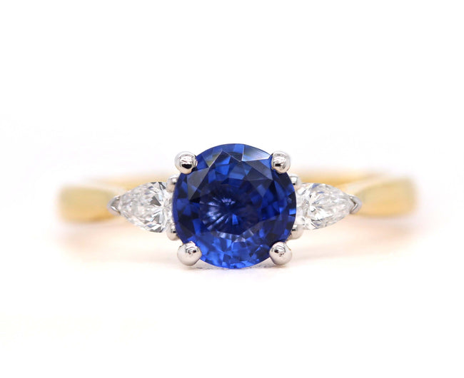 1.2ct Blue Sapphire with Diamond Engagement Ring - Holts Gems