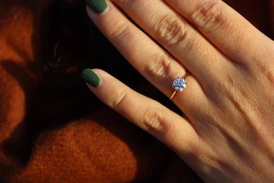 “It was a snowy day in lockdown and we decided to have yet another takeaway and he got down on one knee during the dinner!” - Holts Gems