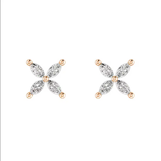 Marquise Diamond X Flower Stud Earring