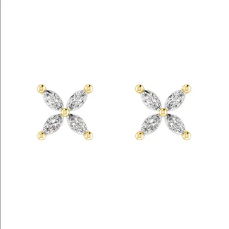 Marquise Diamond X Flower Stud Earring