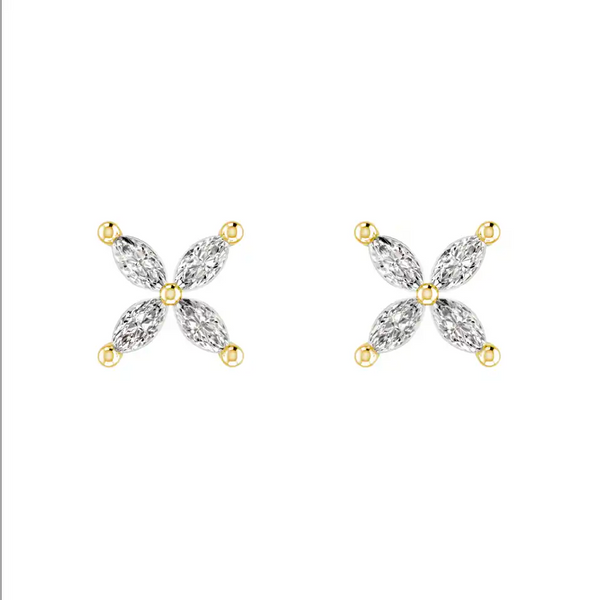 Marquise Diamond X Flower Stud Earring – Holts Gems