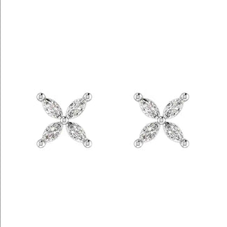 Marquise Diamond X Flower Stud Earring