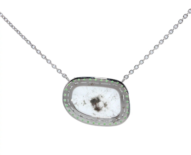 Grey Diamond Slice with Tsavorite Halo Necklace