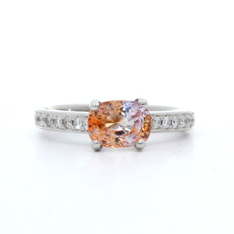 Orange  and Pink Bi-Colour Sapphire Ring