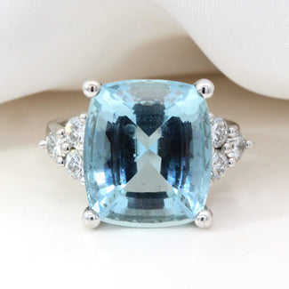 Aquamarine and Diamond Ring