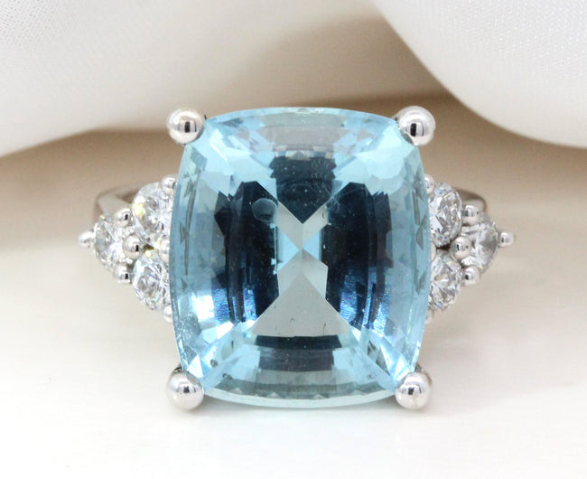 Aquamarine and Diamond Ring