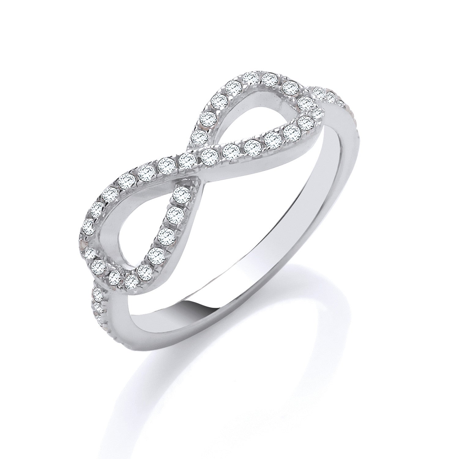 Infinity Symbol Cubic Zirconia Sterling Silver Promise Ring | Holts Gems