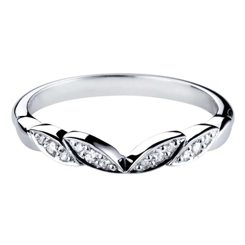 Leaf Design V Shape Diamond Band