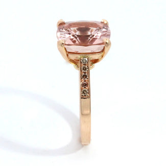 6.49ct Cushion Morganite & Brown Diamond Ring