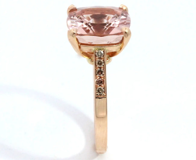 6.49ct Cushion Morganite & Brown Diamond Ring