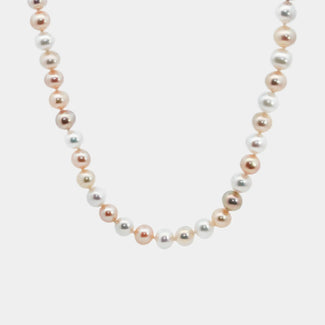 Multi-coloured Freshwater Pearl Necklace in White Gold