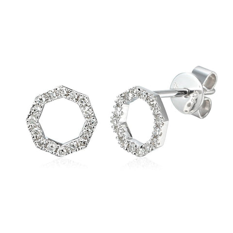 Diamond Octagon Shape Earrings - Holts Gems