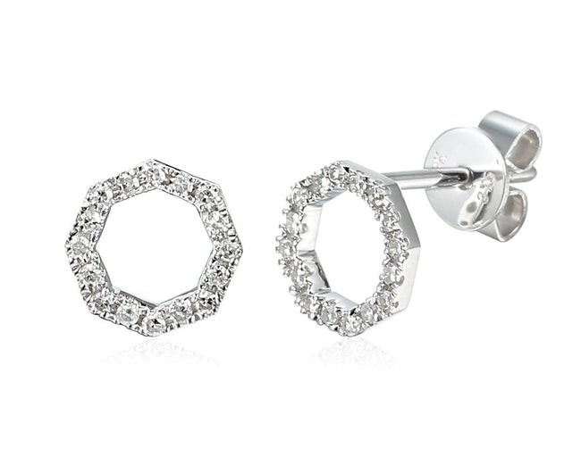 Diamond Octagon Shape Earrings - Holts Gems