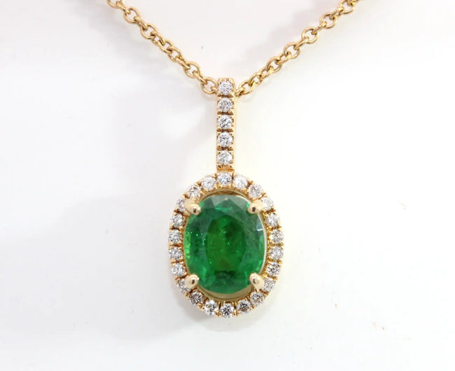 Oval Tsavorite & Diamond Halo Pendant
