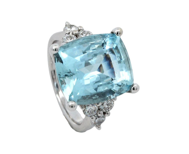 Aquamarine and Diamond Ring