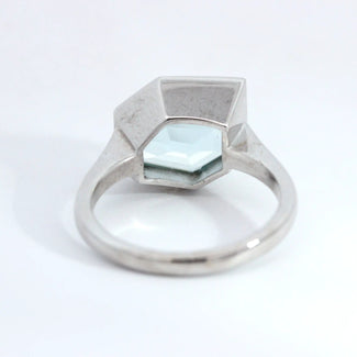 4.8ct Aquamarine Hexagon Bezel Ring